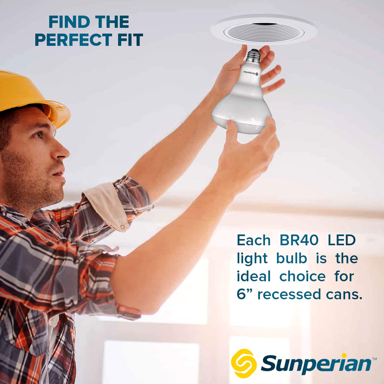 SUNPERIAN BR40 LED Light Bulbs, 13W=85W, 3500K Natural White, 1400 Lumens, Dimmable Flood Light Bulbs for Recessed Cans, Enclosed Fixture Rated, Damp Rated, UL Listed, E26 Standard Base (4 Pack)