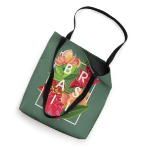 Flowers of Brazil Word Art - Brazilian Pride Tote Bag