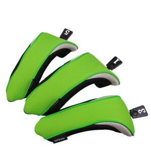 3pcs/Set Golf Club Driver Fairway Wood Head Covers 1-3-5 Wood Covers with Long Neck and Interchangeable No. Tag (Bright Green)