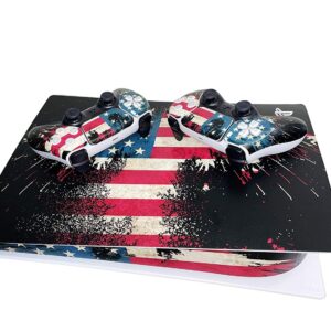 YK MALL PS5 Console PS5 Stickers Vinyl America Flag Skin Pattern Decals Skin Sticker for PS5 Playstation 5 Console and 2 Controller (Playstation 5 Digital Edition)