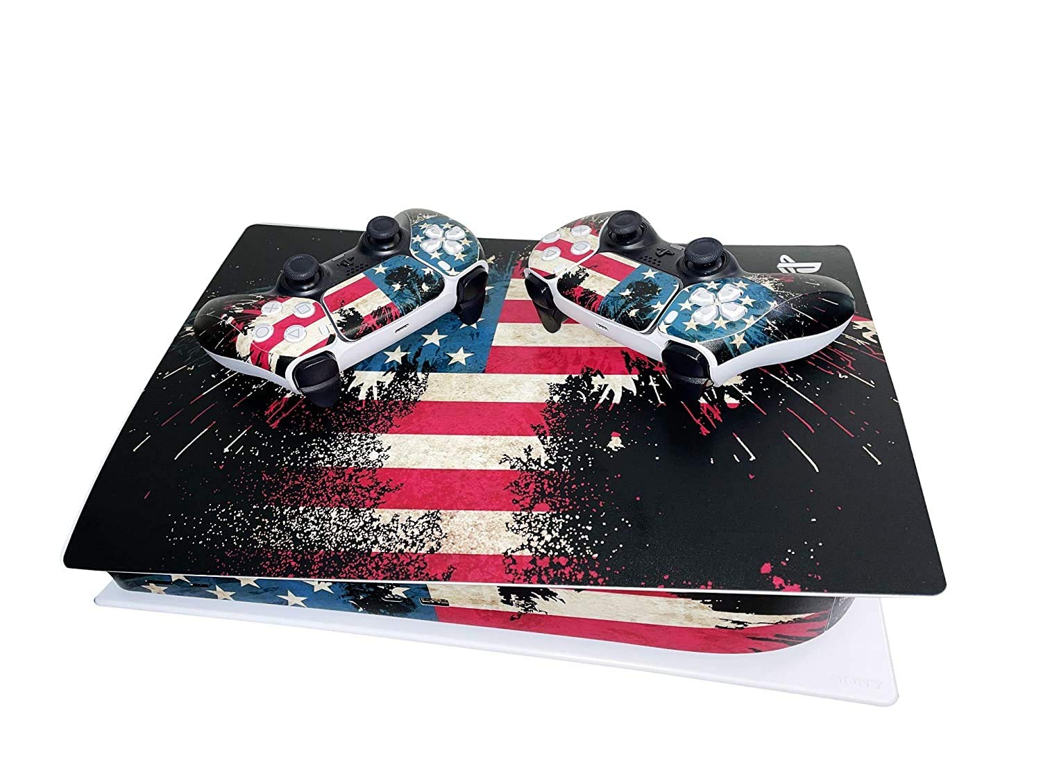 YK MALL PS5 Console PS5 Stickers Vinyl America Flag Skin Pattern Decals Skin Sticker for PS5 Playstation 5 Console and 2 Controller (Playstation 5 Digital Edition)