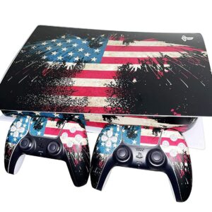 YK MALL PS5 Console PS5 Stickers Vinyl America Flag Skin Pattern Decals Skin Sticker for PS5 Playstation 5 Console and 2 Controller (Playstation 5 Digital Edition)