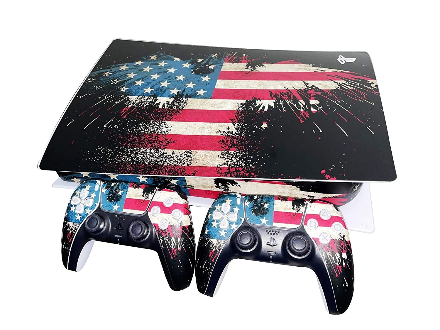 YK MALL PS5 Console PS5 Stickers Vinyl America Flag Skin Pattern Decals Skin Sticker for PS5 Playstation 5 Console and 2 Controller (Playstation 5 Digital Edition)