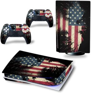 yk mall ps5 console ps5 stickers vinyl america flag skin pattern decals skin sticker for ps5 playstation 5 console and 2 controller (playstation 5 digital edition)