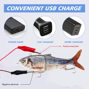 ods lure Robotic Swimming Lure Electric Fishing Lure USB Rechargeable 4-Segment Swimbait with Fishing Hooks for Bass Trout Perch Muskie (C)