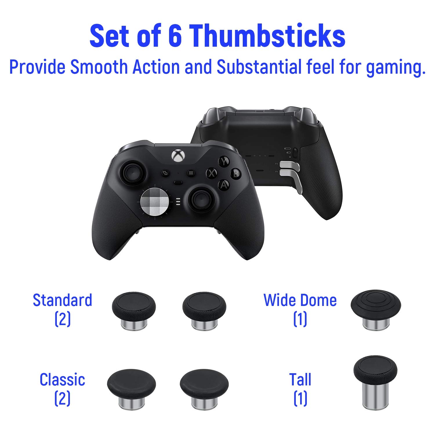 Mcbazel 13 in 1 Metal 6 Swap Thumbsticks Joysticks, 4 Trigger Paddles, 2 D-pads with Adjustment Tool and Carry Case for Xbox One Elite Series 2 Controller - Silver