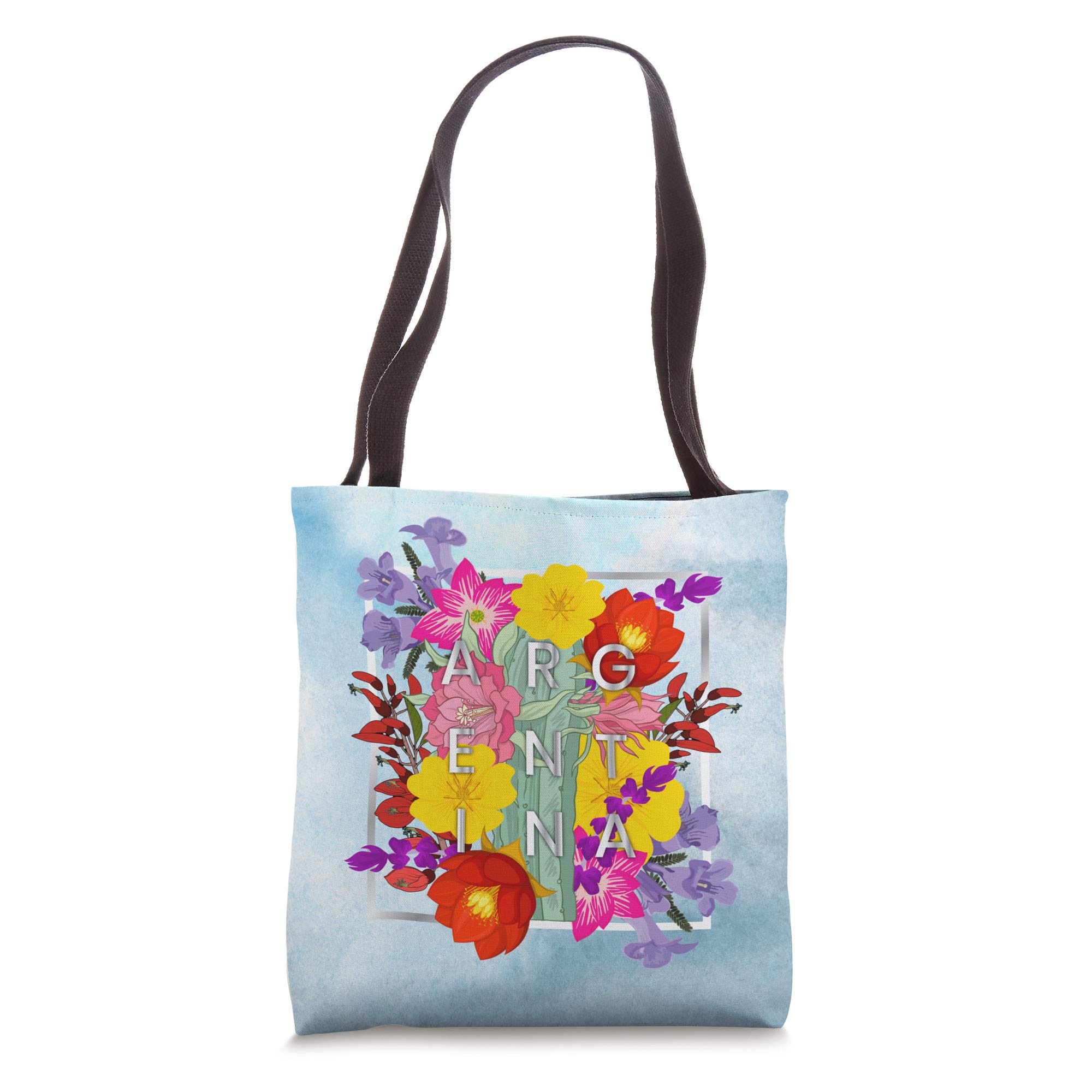 Flowers of Argentina Word Art - Argentinian Pride Tote Bag