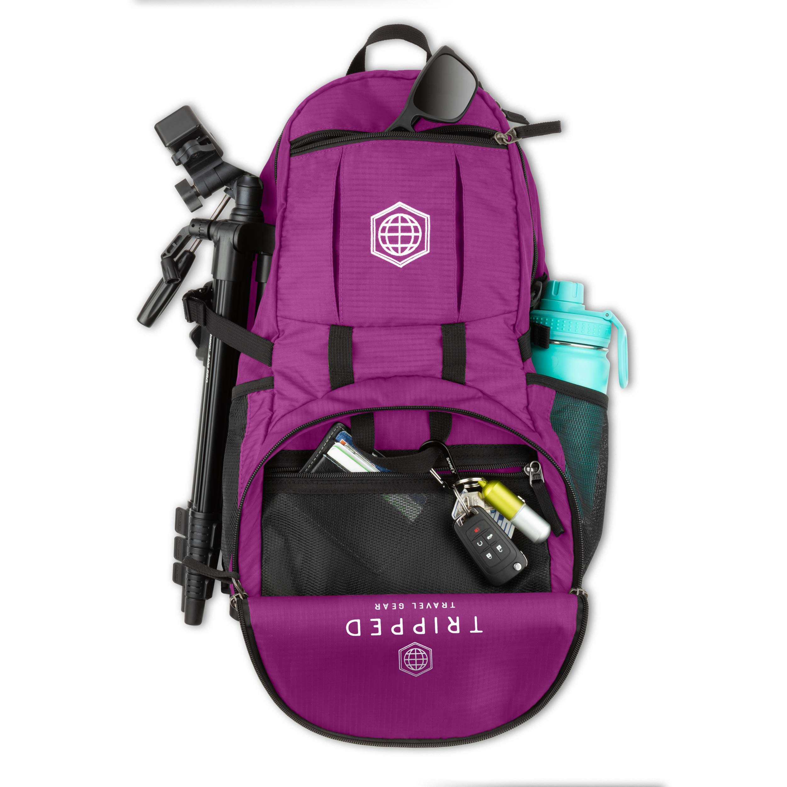 Traveling Backpack- Foldable Collapsible Lightweight Backpack for Travel (Leila Purple) 35 liters