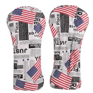 Golf Builder 3pcs/Set USA Stars and Stripes Newspaper Print Golf Club Driver Fairway Wood Head Covers 1 3 5 Wood Covers