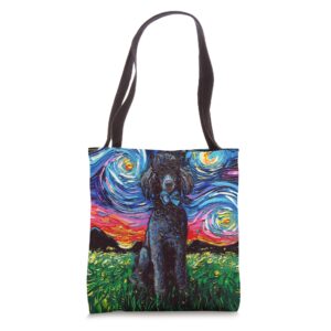 black standard poodle starry night dog art by aja tote bag