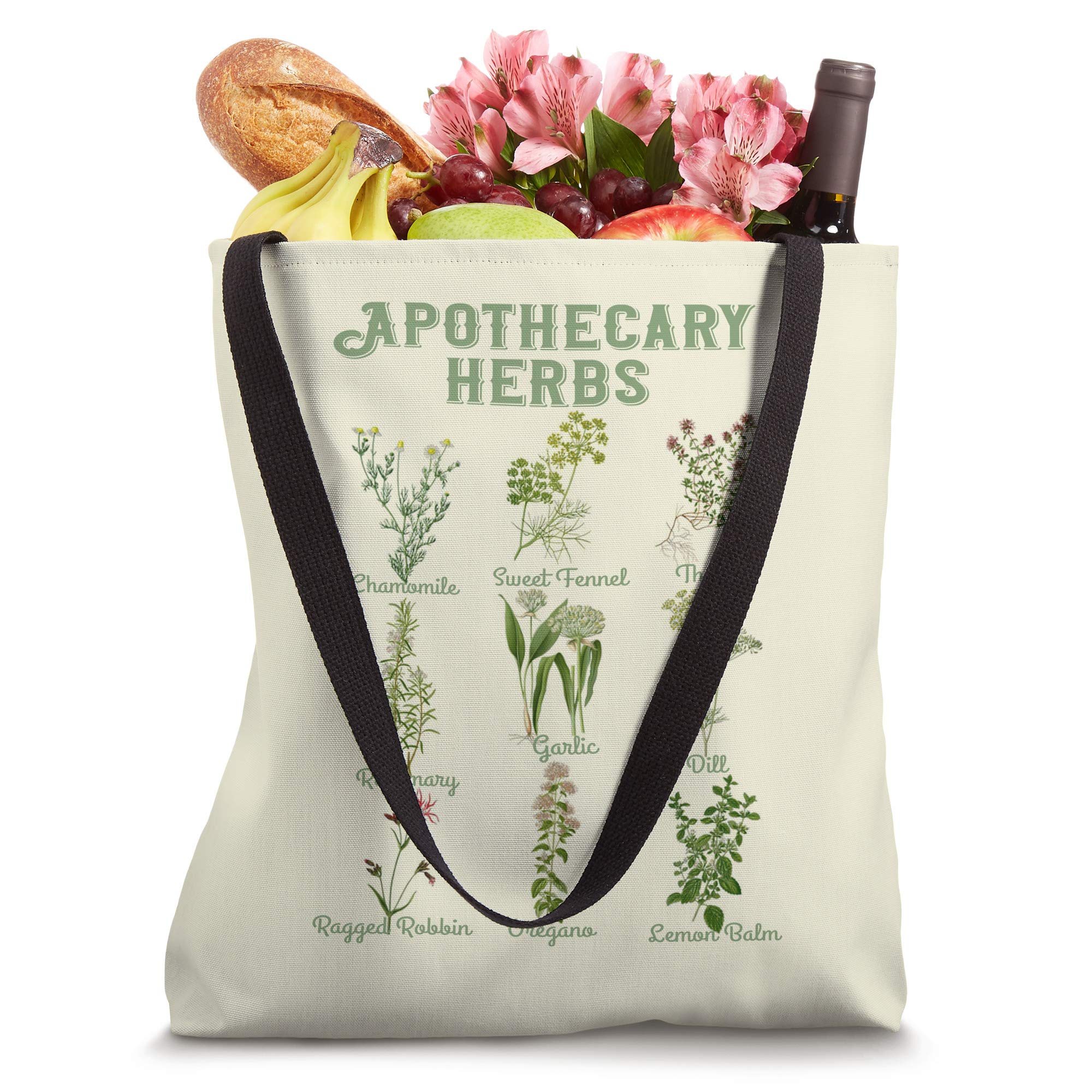 Apothecary Herbs Vintage Botanical Plants Cottagecore Tote Bag