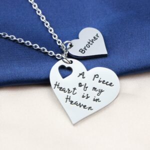 JoycuFF Memorial Gifts for Loss of Brother Sympathy Necklace for Sister Remembrance Stainless Steel Jewelry for Women A Piece Of My Heart is In Heaven