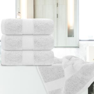 White Classic Luxury Bath Towels Large - Cotton Hotel spa Bathroom Towel |30x56 | 4 Pack | Silver