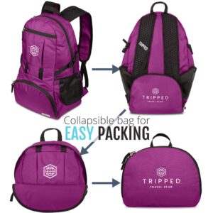 Traveling Backpack- Foldable Collapsible Lightweight Backpack for Travel (Leila Purple) 35 liters