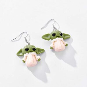 Baby Yoda Women Earrings 3D Fashion Handmade Alien Cute Carton Earring, Gifts for Valentine's Day