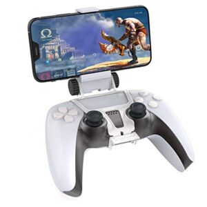 ps5 controller mobile gaming clip, ps5 controller phone mount adjustable phone holder clamp, white