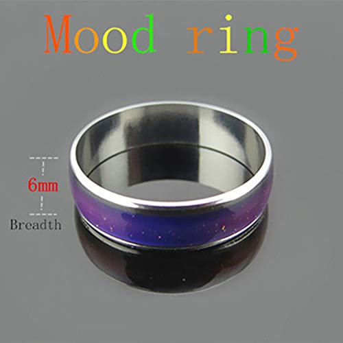 2 Pcs 6MM Comfort Fit Stainless-Steel Color Changing Heart Mood Ring Wedding Band Anniversary Promise