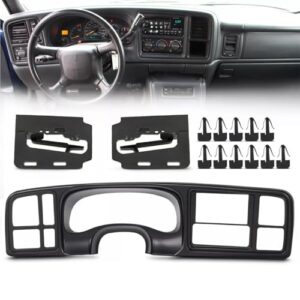 karpal double din dash bezel cover kit compatible with 1999-2002 gmc sierra full-size trucks/suv's chevy silverado car stereo radio 15731974 15772850