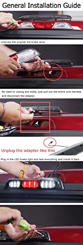 iJDMTOY Smoked Lens Raptor_Style 3-Dot LED High Mount Third Brake Light Kit Compatible With Ford 2015-2020 F-150, 2017-up F-250 F-350, 2019-up Ranger, 2022-up Maverick (Excluding Raptor)