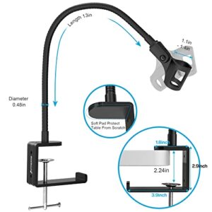 ZealSound Microphone Stand,Flexible Gooseneck Desktop Mic Stands Holder with Heavy Duty Desk Clamp,3/8" to 5/8" Screw Adapter Include 360 Adjustable Compact Mic Arm for Blue Snowball Ice Spark (Black)