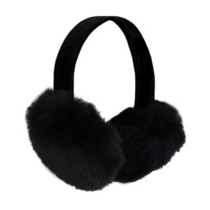 surell faux mink earmuff (black) - women’s winter ear muff with velvet band - fake fur ear warmer - thick plush outdoor headwear - girls warm ear warmer for cold weather - winter fashion accessory