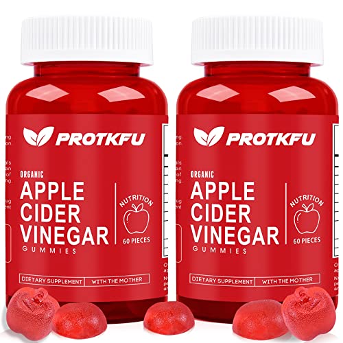 ProTKFU Apple Cider Vinegar Gummies, 120 Count Max Strength 1000mg ACV Gummies with Vitamin B12 & B6 Gummies, for Metabolism, Digestion, Detox, Gut & Immune Health, Vegan & Non-GMO, Gelatin-Free