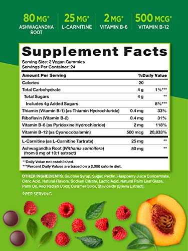 Nature's Truth Vitamin B Complex Gummies | 48 Count | with B-Vitamins, L-Carnitine & Ashwagandha | Vegan, Non-GMO & Gluten Free Supplement