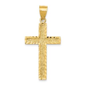 14K Diamond-cut Cross Pendant 40.4mm 19.5mm style C4098