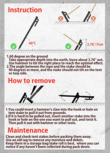 CAMPINGMOON 11.81-inch 8pcs Martensitic Stainless Steel 420J2 Hardened Forged Tent Stake Power Peg Ideal for Hard Ground R-30-8P