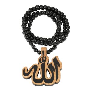 faithheart moslem jewelry allah bead necklace mens wood bead chain jewelry women sweater chains 36 inches long necklaces