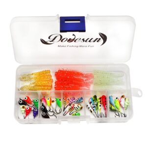 Dovesun Fishing Kit Ice Fishing Jigs Ice Fishing Lures Walleye Fishing Lures Crappie Jigs 58pcs