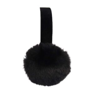 Surell Faux Mink Earmuff (Black) - Women’s Winter Ear Muff with Velvet Band - Fake Fur Ear Warmer - Thick Plush Outdoor Headwear - Girls Warm Ear Warmer for Cold Weather - Winter Fashion Accessory