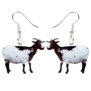 duowei acrylic lovely goat earrings novelty drop dangle jewelry for women lovers unique gifts and souvenir (white and brown)