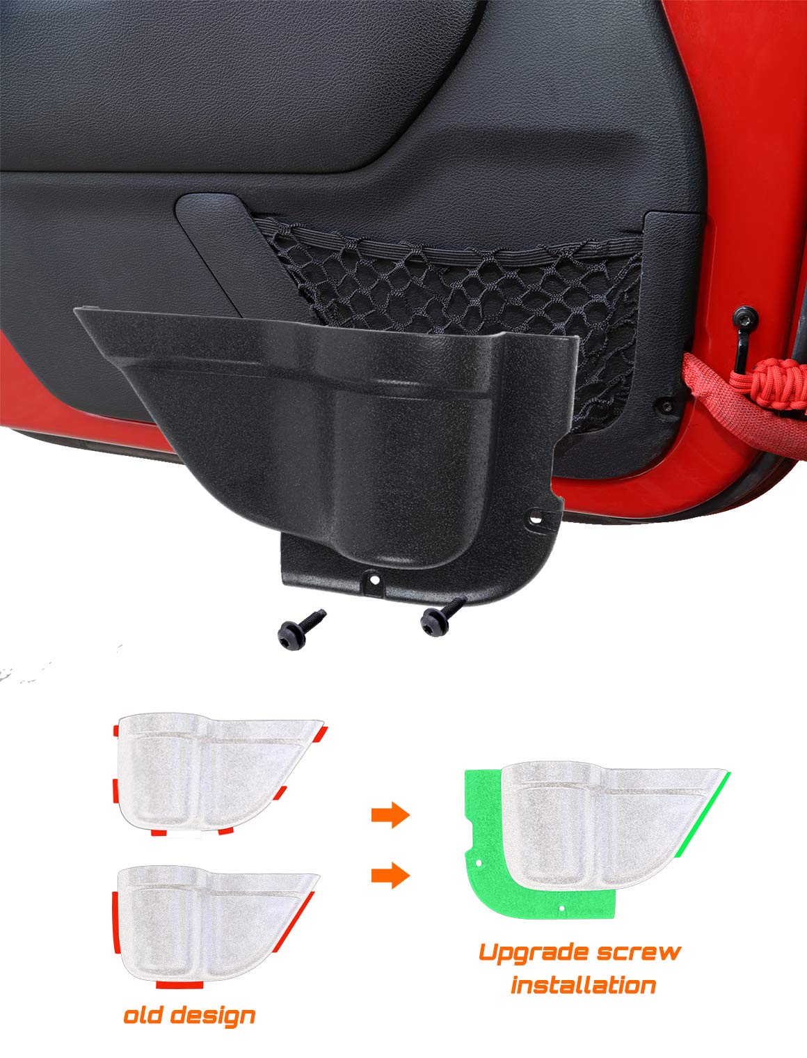 Savadicar DP3 Front Door Storage Pockets, Door Side Insert Organizer Box for 2011-2018 Jeep Wrangler JK JKU 2/4 Door, Interior Storage Expansion Accessories, Black, 2PCs