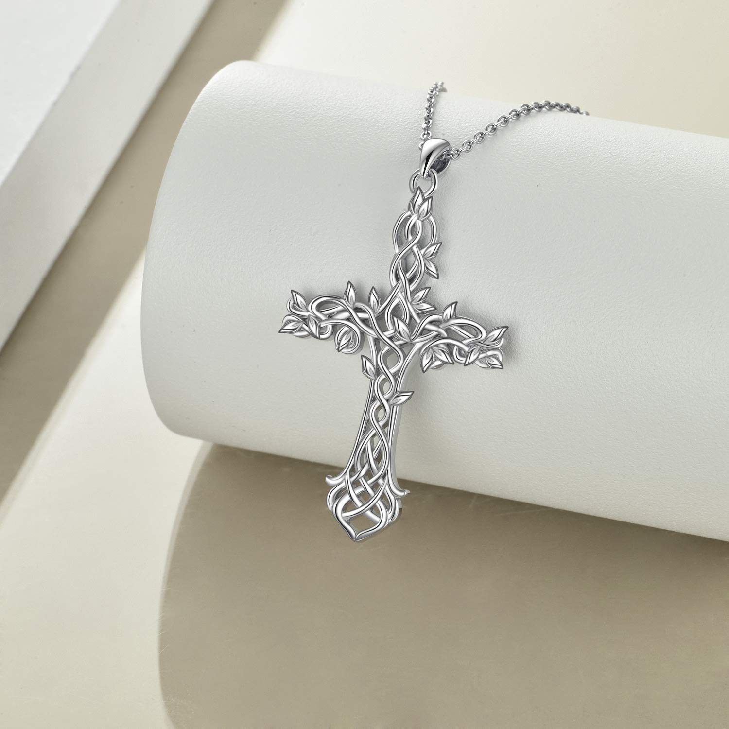 ONEFINITY Cross Necklace 925 Sterling Silver Celtic knot Tree of Life Cross Necklace Pendant Gifts for Women Jewelry