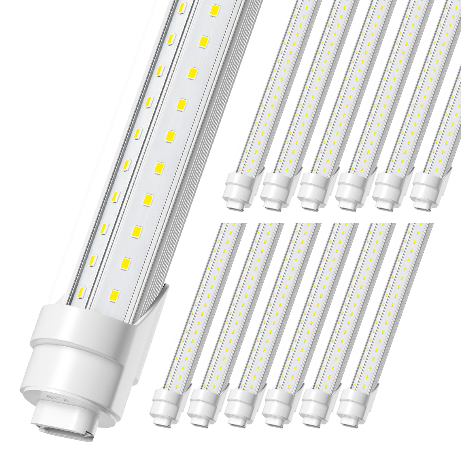 ELEKICO 8FT LED Bulb, 8FT Led Shop Light R17D V Shaped, 8 Foot LED Bulbs 6000K 75W 9500LM, 8 Foot Shop Light, T8/T10/T12 Led Tube Light Replacement, Dual-End Powered Ballast Bypass, Pack of 12