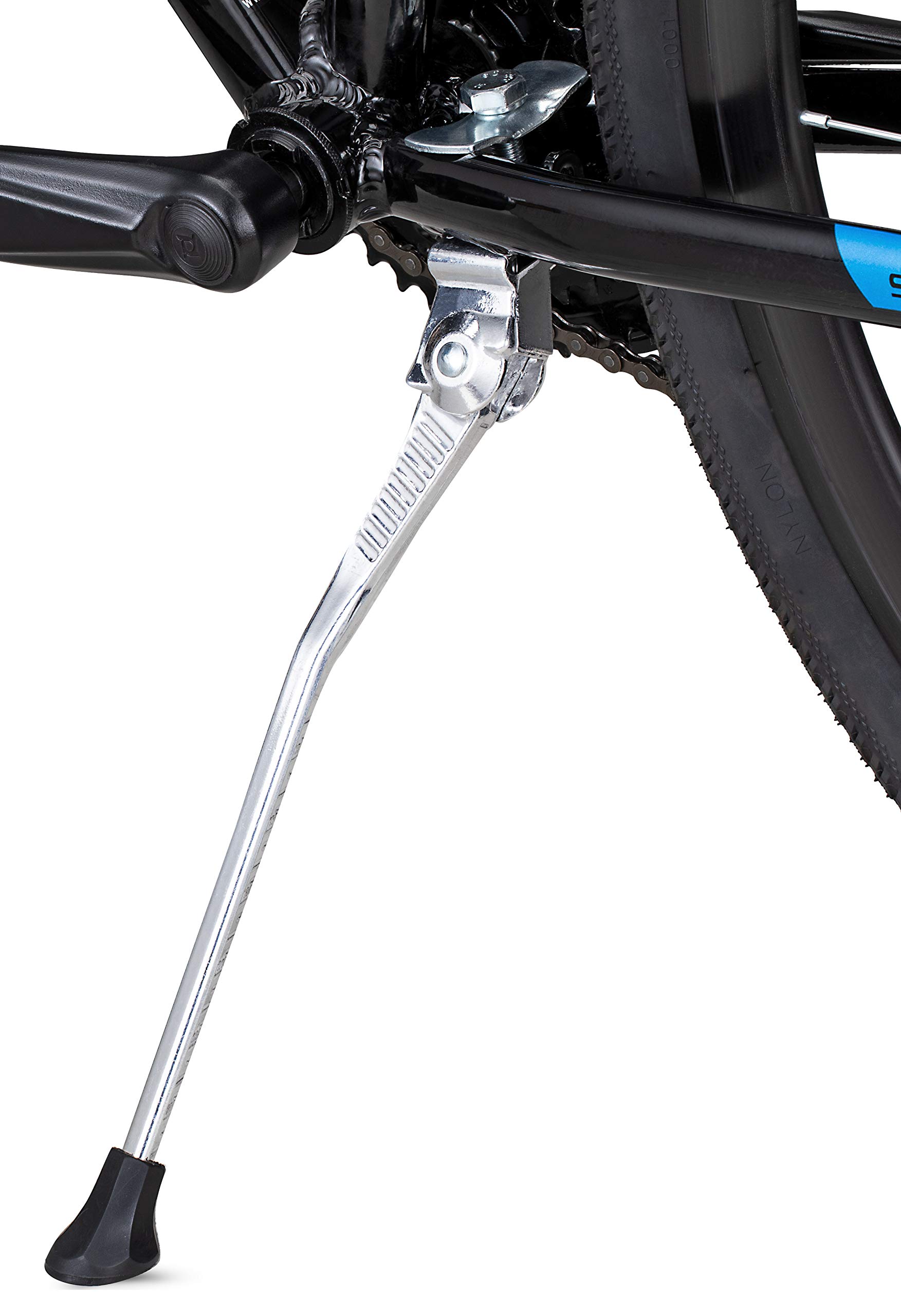 Schwinn Center Mounted Bike Kickstand, With End Cap Cover, Includes Top Plate and Bolt, Lightweight Aluminum, Fits Most Adult Bikes, Silver