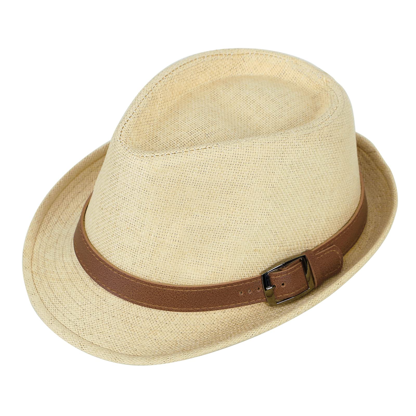 Simplicity Panama Style Fedora Hats for Women Straw Fedora Sun Hat with Band Fedora Hats for Men Straw Hats for Men Fedora Hats,Natural,L/XL