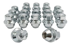 eisen 12x1.5 one-piece chrome oem style lug nuts compatible for stock steel wheels/w hubcaps ford focus fusion escape