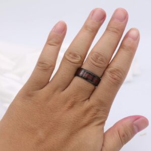 Ringcrown Couple Rings Black Plated Heart Red Cz Womens Wedding Ring Sets Crown Ring Titanium Man Wedding Bands（Please Buy 2 Rings for 1 Pair）