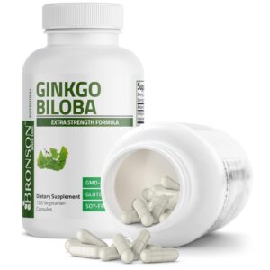 Bronson Ginkgo Biloba Extra Supports Brain Function & Memory Support, 120 Vegetarian Capsules