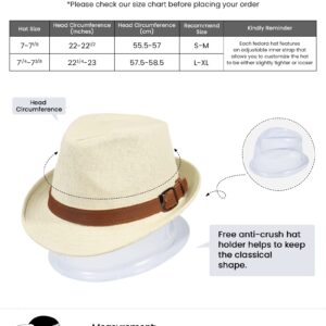 Simplicity Panama Style Fedora Hats for Women Straw Fedora Sun Hat with Band Fedora Hats for Men Straw Hats for Men Fedora Hats,Natural,L/XL