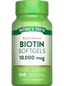 nature's truth biotin 10,000mcg | 100 softgels | non-gmo gluten free supplement