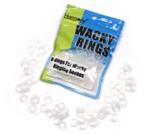 wacky rings (100 pk, clear – o-rings for wacky rigging senko worms/soft stickbaits – bait saver orings for 6” senko style worms – save your worms from tearing while wacky rigging