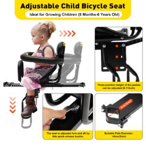 YIYIBYUS Baby Bicycle Seat Front Mounted Child Bike Seat with Handrail Toddler Child Safety Baby Carrier Seat Bike Carrier for Adult Bike Attachment Easy to Install and Remove Interactive US Stock