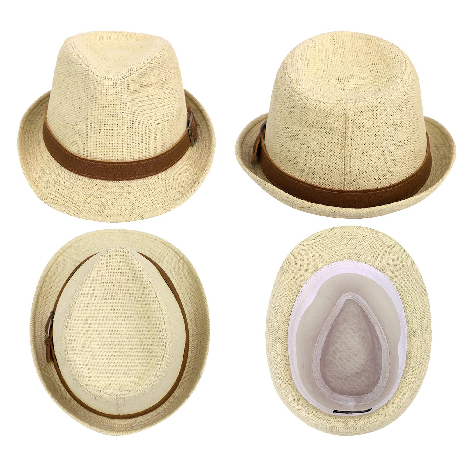 Simplicity Panama Style Fedora Hats for Women Straw Fedora Sun Hat with Band Fedora Hats for Men Straw Hats for Men Fedora Hats,Natural,L/XL