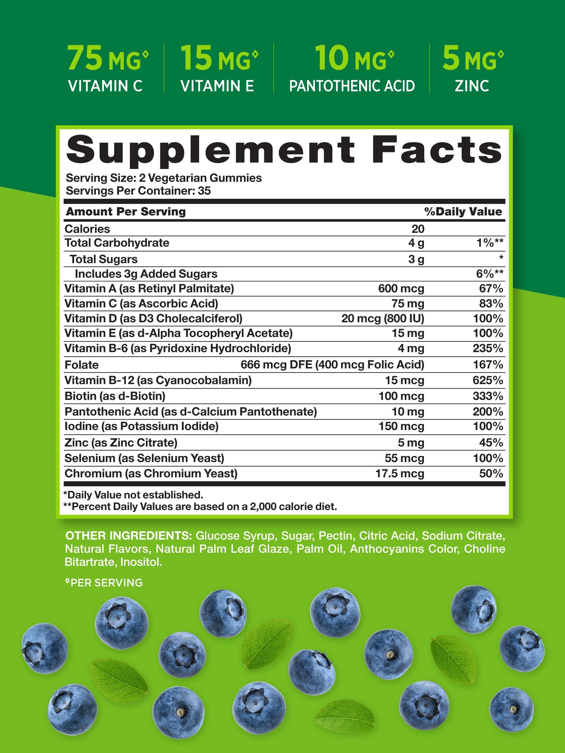 Mens Multivitamin Gummy | 70 Count | Vegetarian, Non-GMO, Gluten Free | with B12, D3, Zinc | Blueberry Flavor | by Nature's Truth