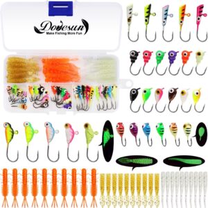 dovesun fishing kit ice fishing jigs ice fishing lures walleye fishing lures crappie jigs 58pcs