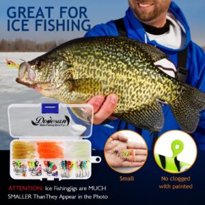 Dovesun Fishing Kit Ice Fishing Jigs Ice Fishing Lures Walleye Fishing Lures Crappie Jigs 58pcs