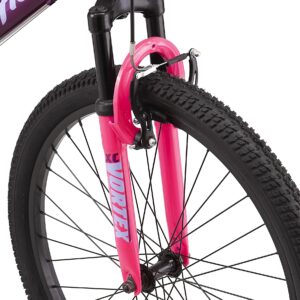 Pacific Cavern Mountain Bike for Youth, Boys and Girls, 21-Speed Twist Shifter, 24-Inch Wheels, 14-Inch Steel Frame, Front Suspension, Kickstand Included, Purple